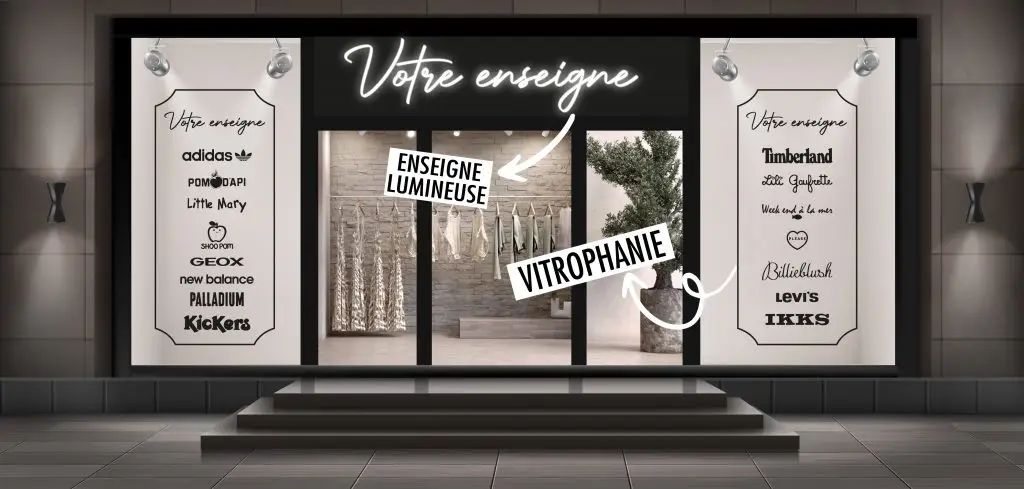 Enseigne lumineuse et vitrophanie ipanel signalétique