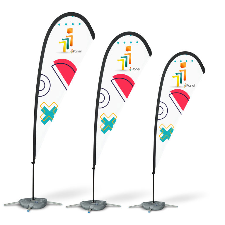 signalétique beach-flag gouttes ipanel