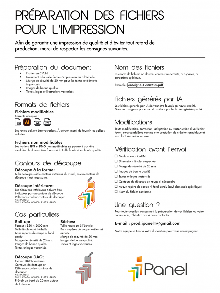Consignes techniques pour la création du fichier.